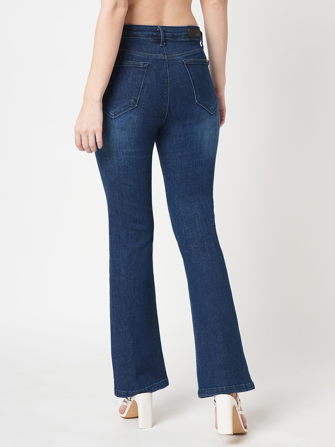Women Blue Hig-Rise Mini Flare Jeans