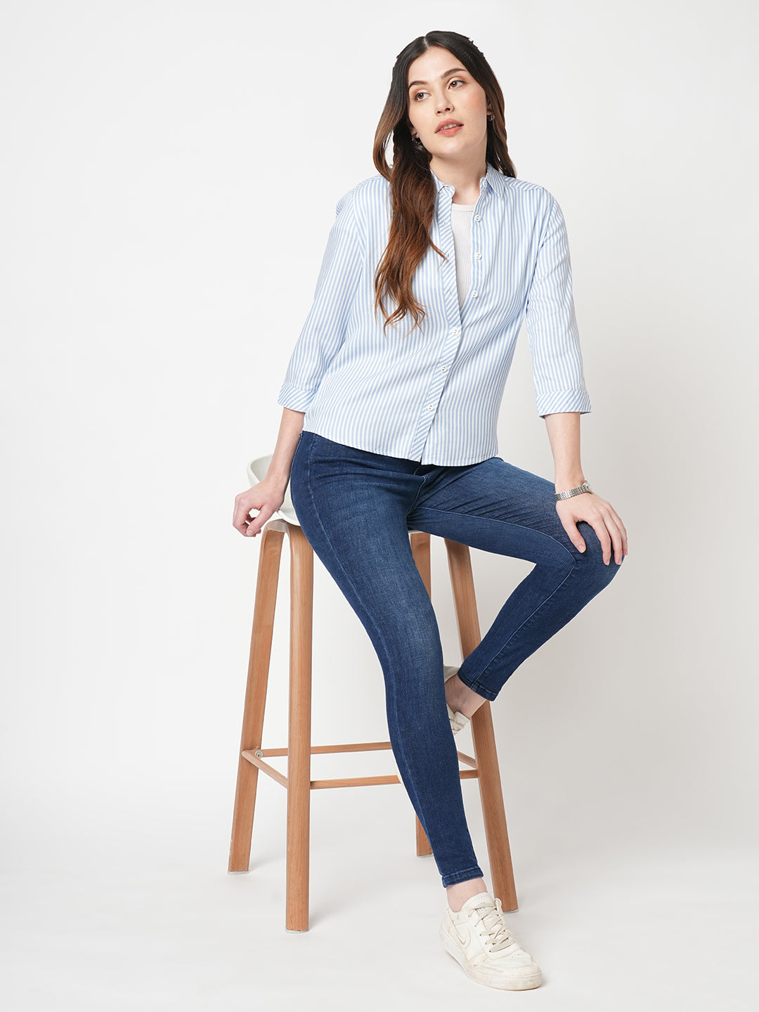 Women Dark Blue High-Rise Skinny Jeans