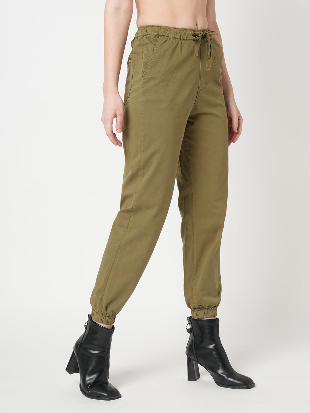 Women Olive High-Rise Jogger
