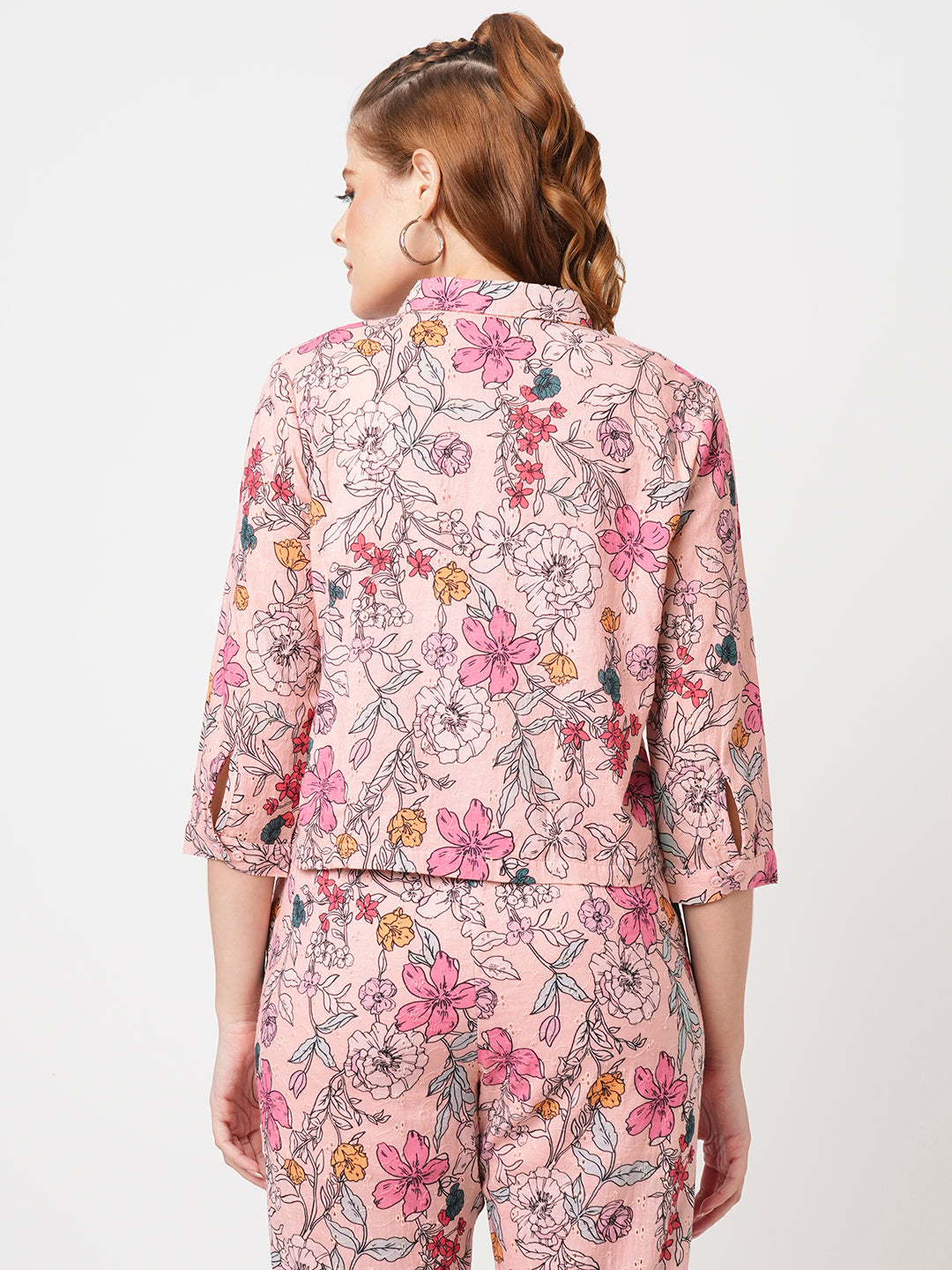 Women Soft Pink Schiffli Shirt