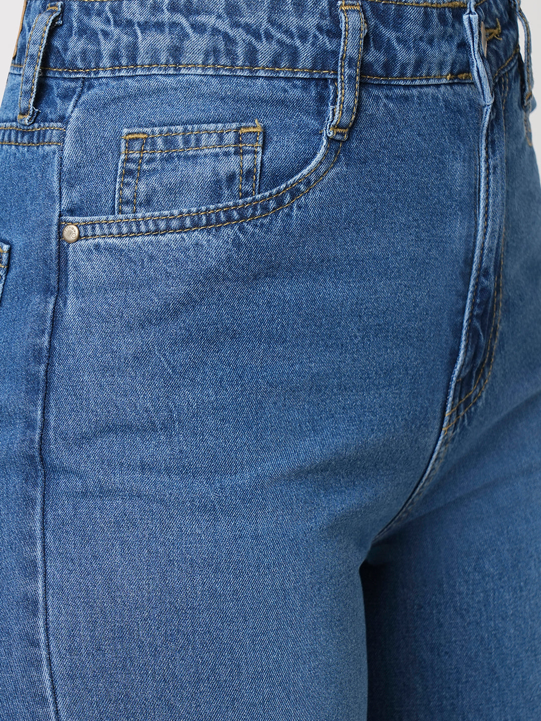 Women Dark Blue High-Rise Wide Leg Jeans
