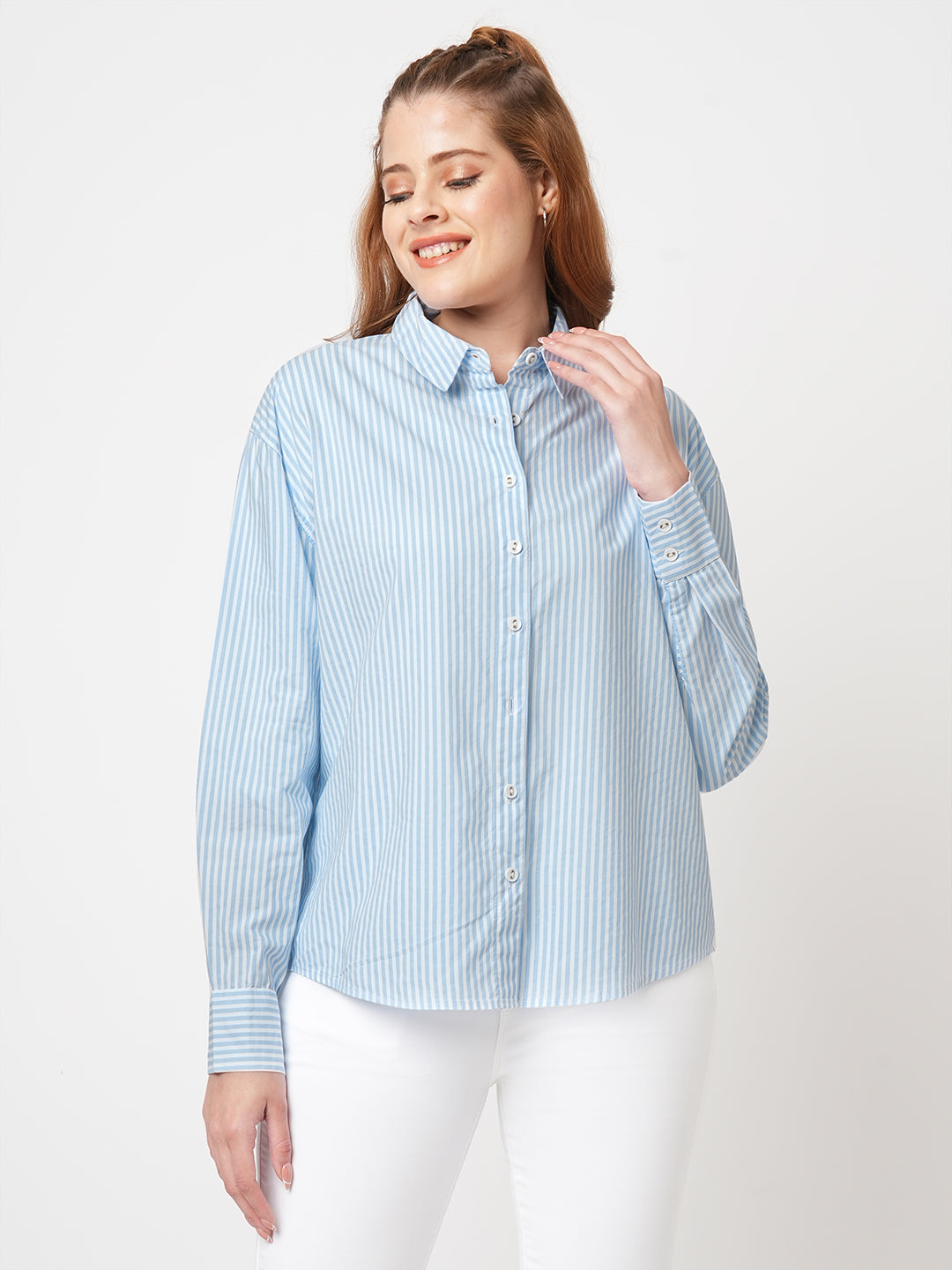 Women Oversized Striped Shirt