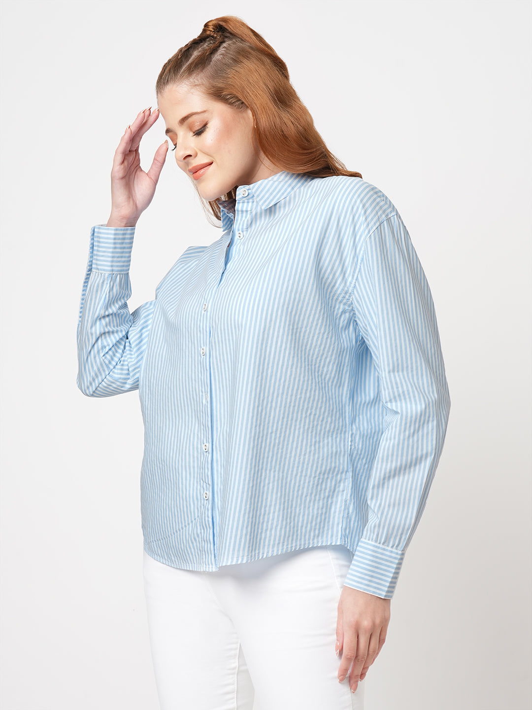 Women Oversized Striped Shirt