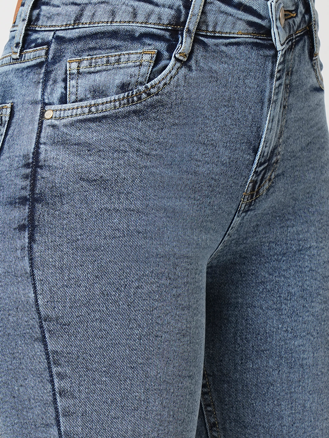 Women Blue High-Rise Slim Straight Fit Jeans