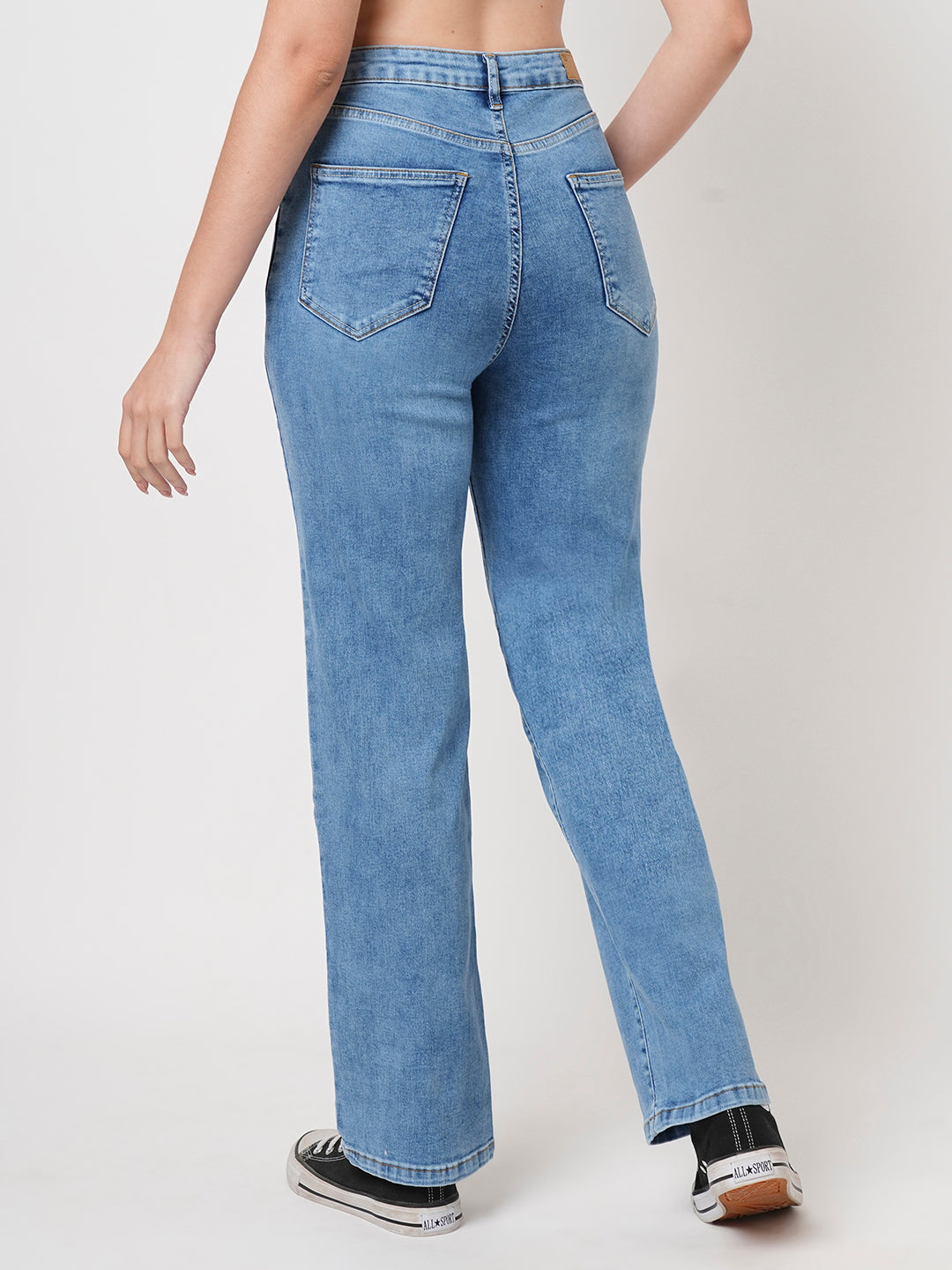 Women Blue High-Rise Loose Straight Fit Jeans