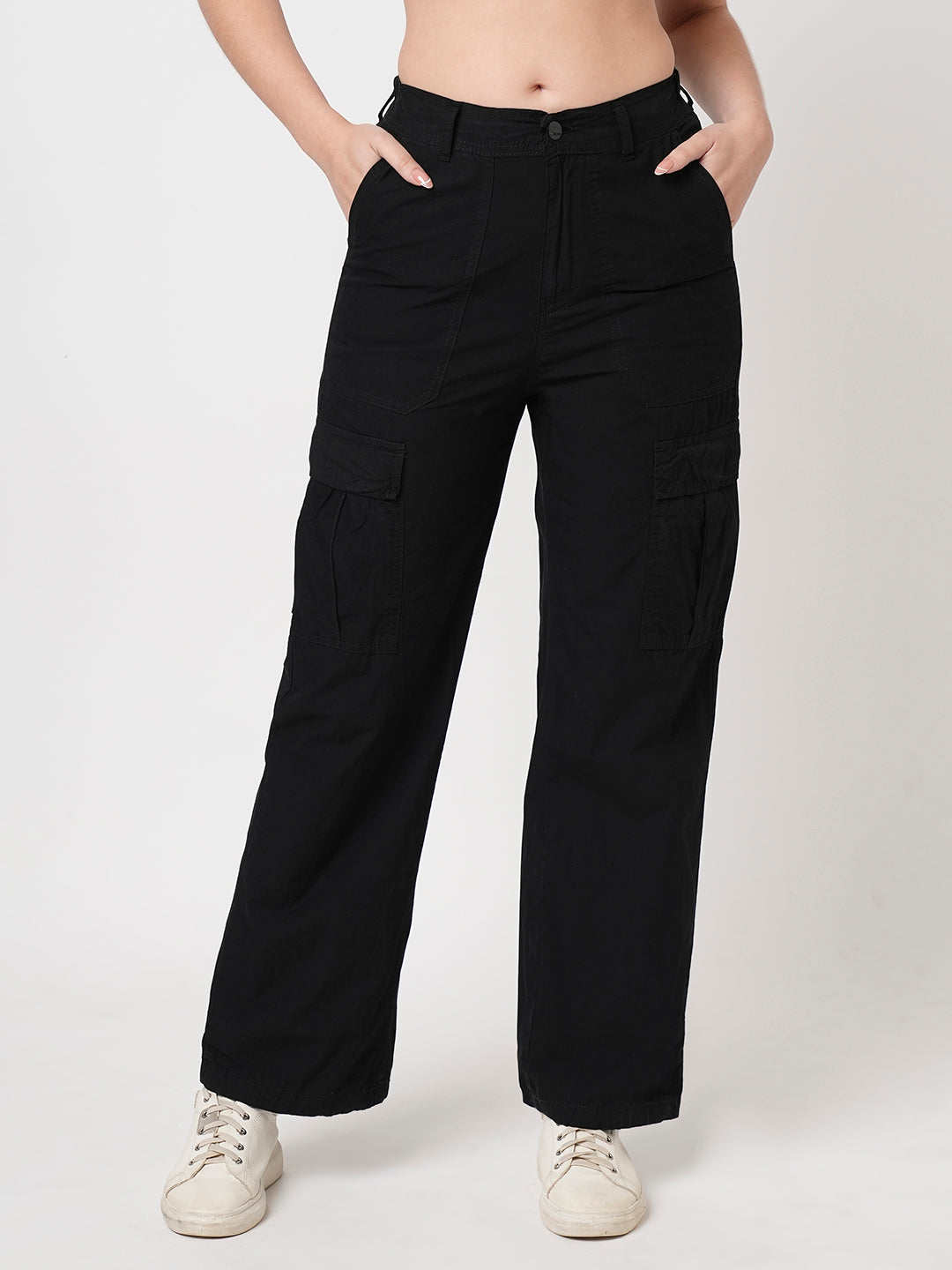 Women Black Mid-Rise Cargo