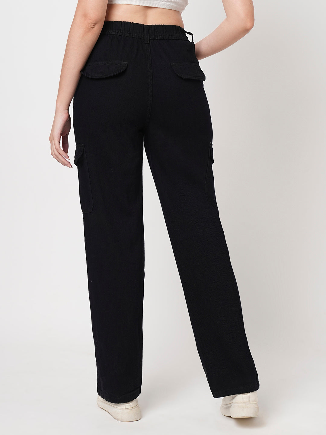 Women Black High-Rise Cargo