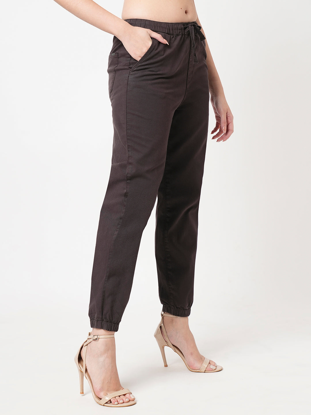 Women Charcoal Mid-Rise Skinny Joggers