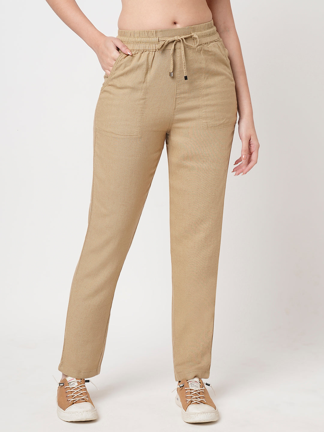 Women Light Brown Mid-Rise Paper Bag