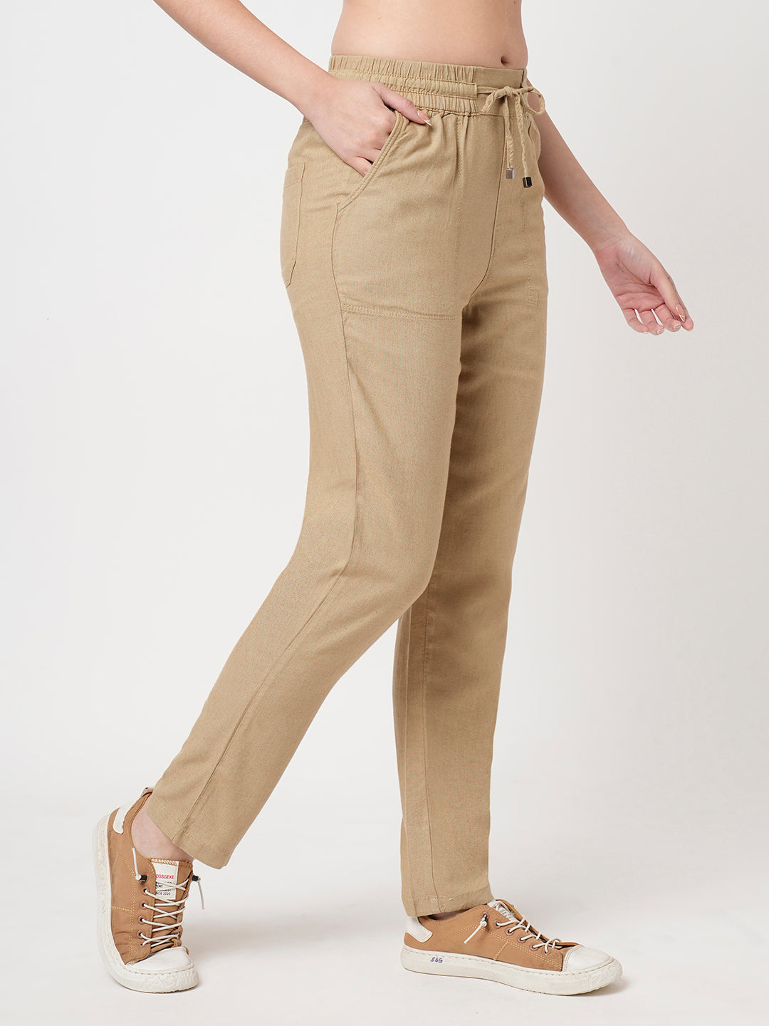 Women Light Brown Mid-Rise Paper Bag