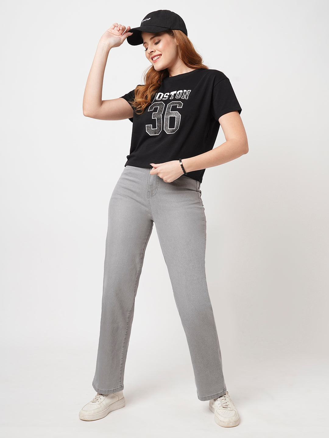 Women Grey High-Rise Loose Straight Fit Jeans