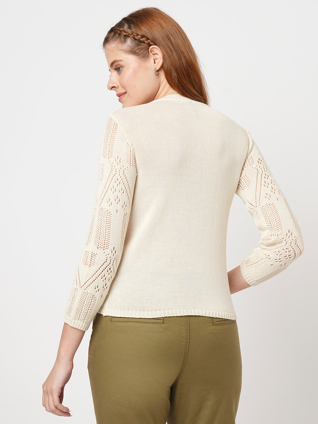 Women Self Design Flat Knit Top