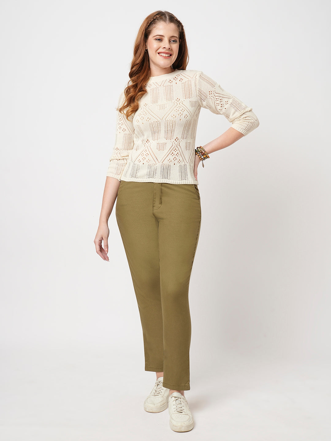 Women Self Design Flat Knit Top