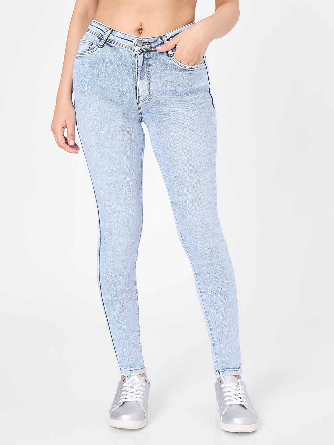Women Light Blue High-Rise Skinny Jeans