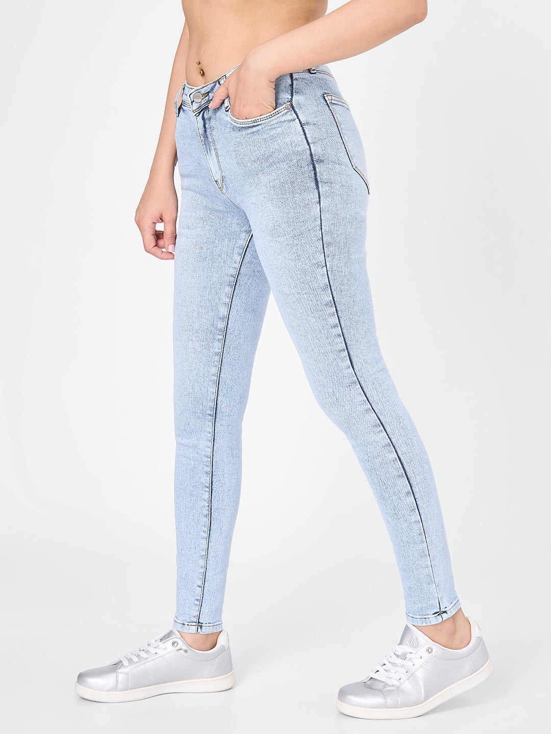 Women Light Blue High-Rise Skinny Jeans