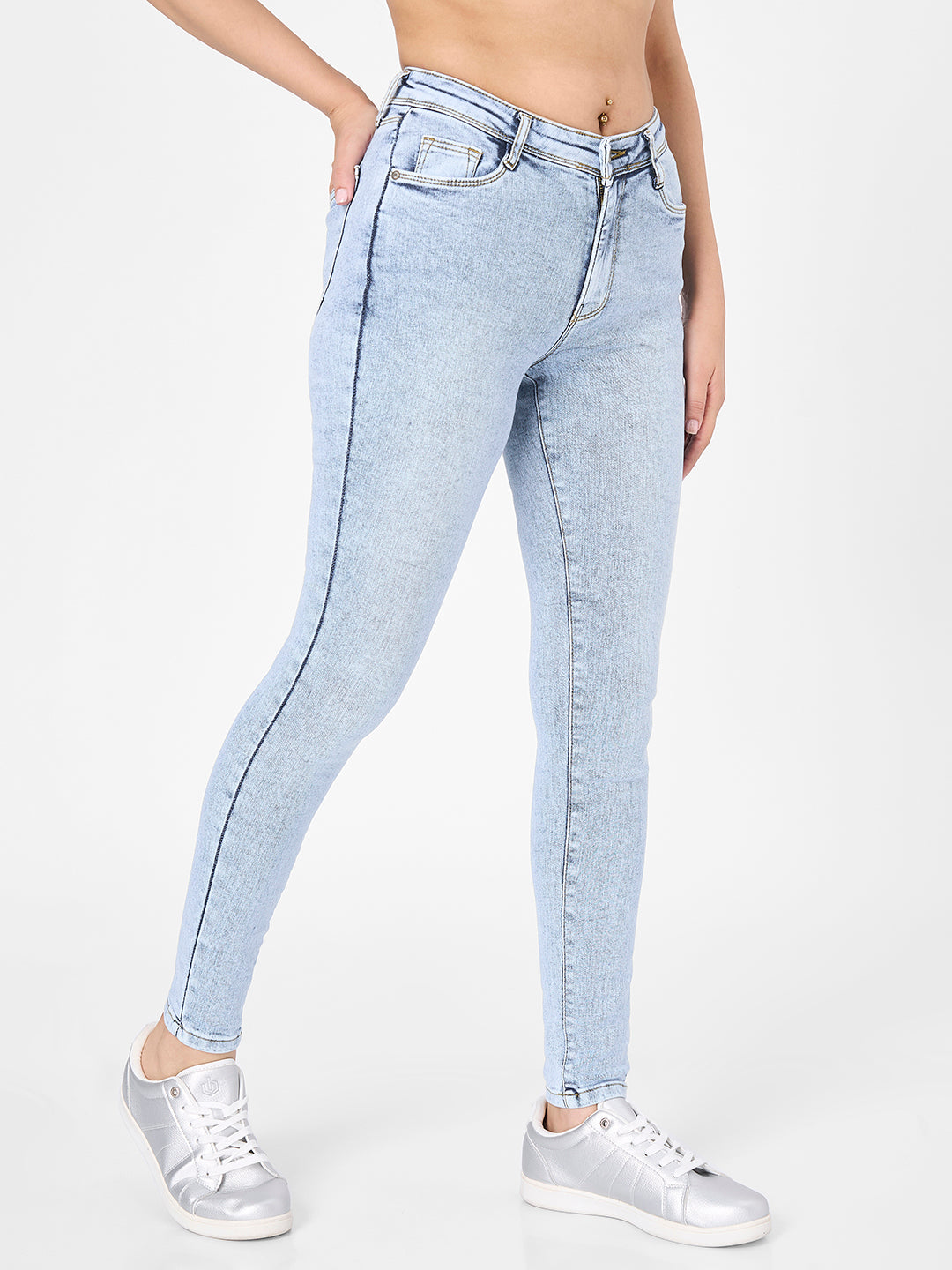 Women Light Blue High-Rise Skinny Jeans
