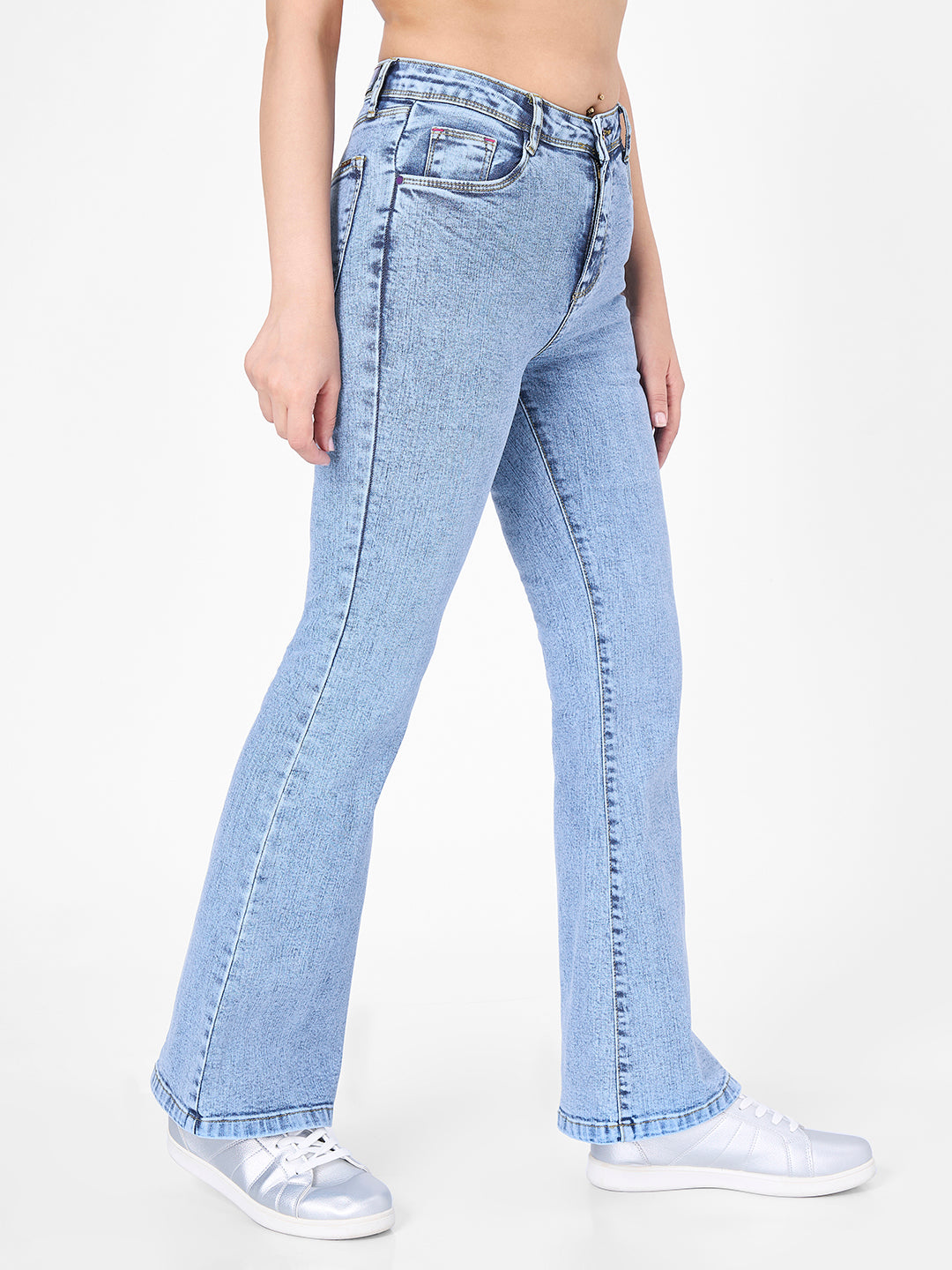 Women Blue High-Rise Flare Jeans