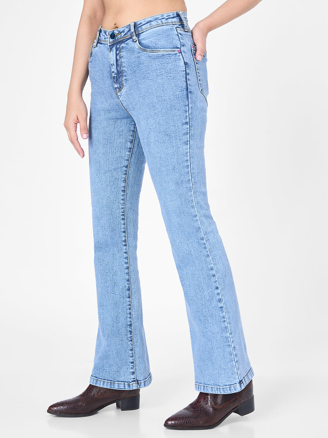 Blue High-Rise Flare Jeans