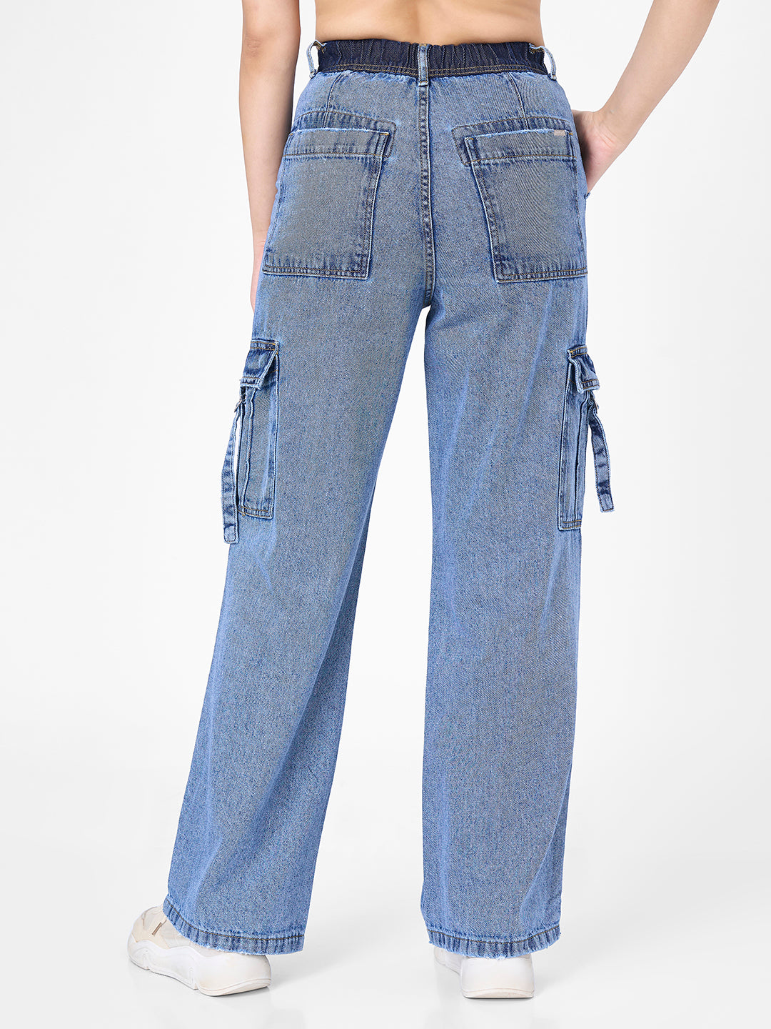 Women Blue Mid-Rise Cargo