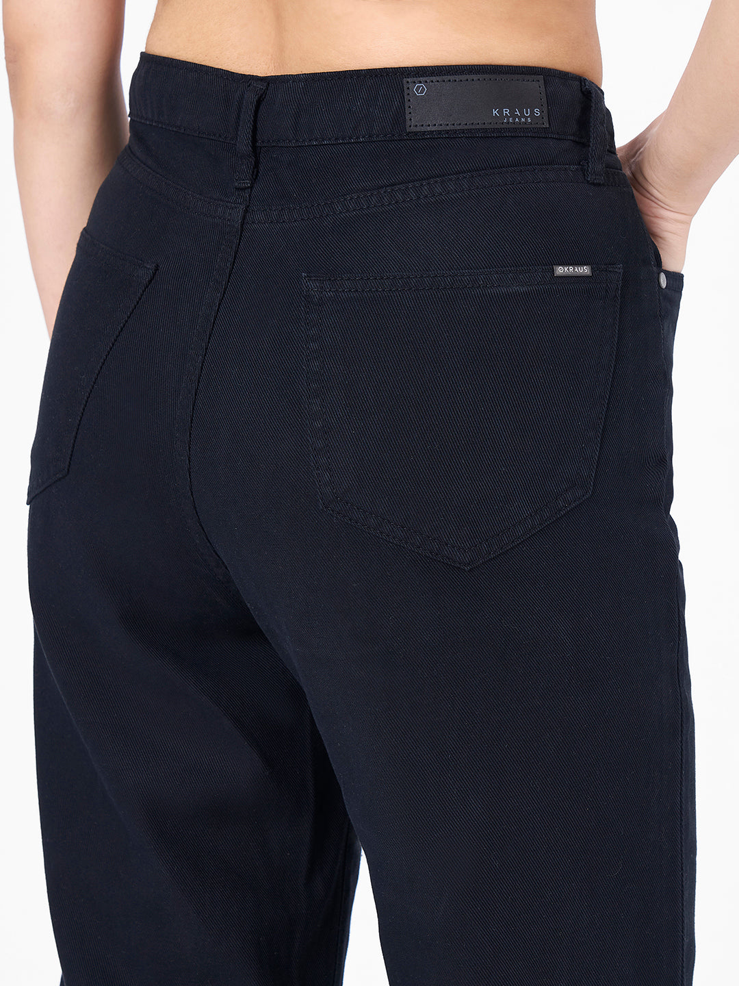 Women Black Crop Wide Leg Jeans