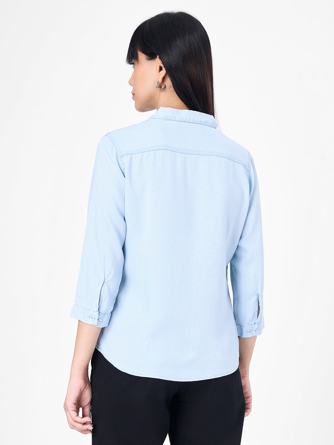 Women Light Blue Slim Shirt
