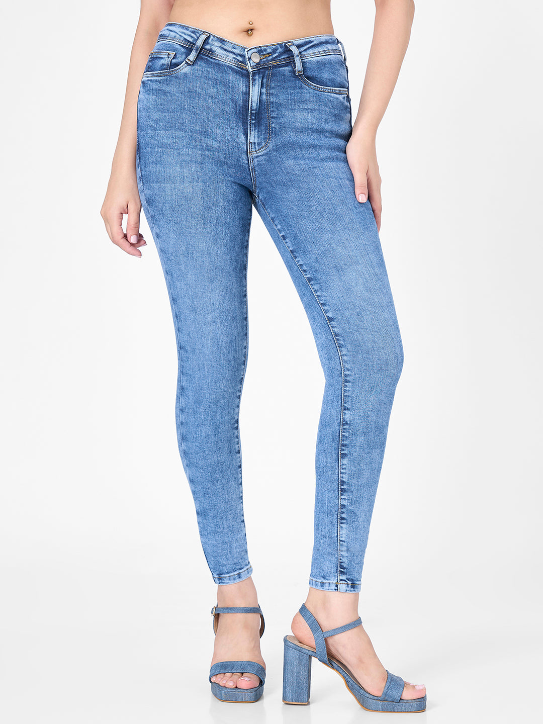 Women Blue High-Rise Skinny Jeans