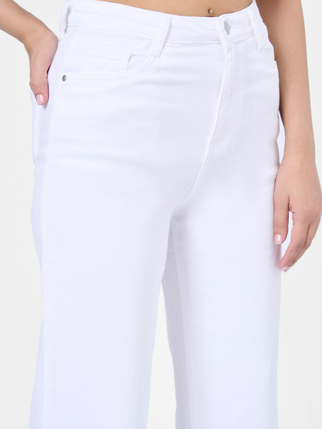 Women White High-Rise Wide Leg Jeans