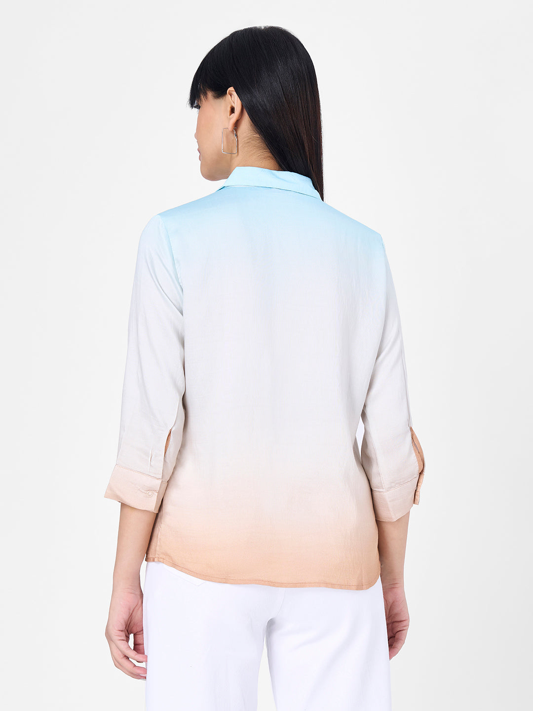 Women Sky/Brown Slim Shirt