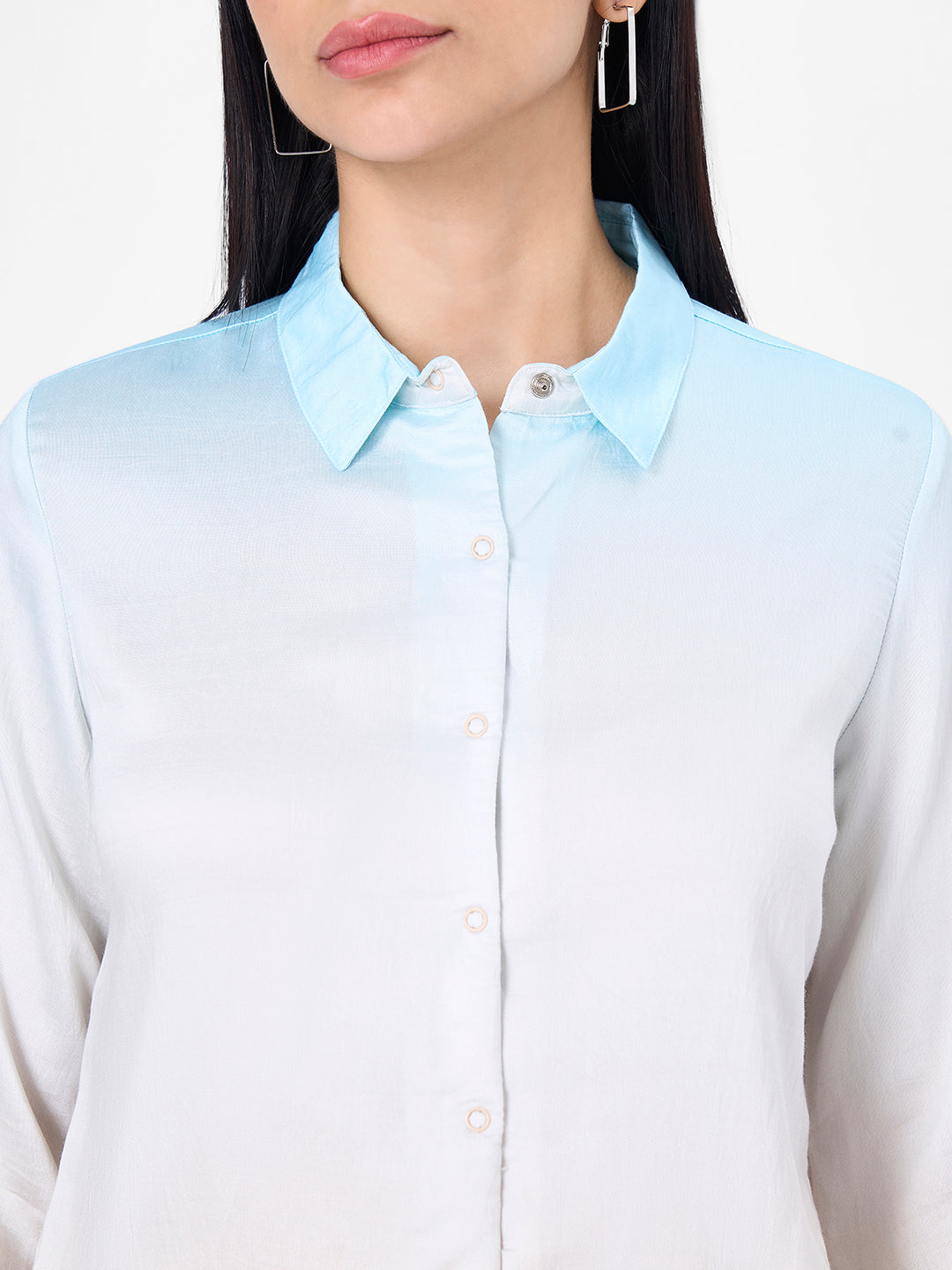 Women Sky/Brown Slim Shirt