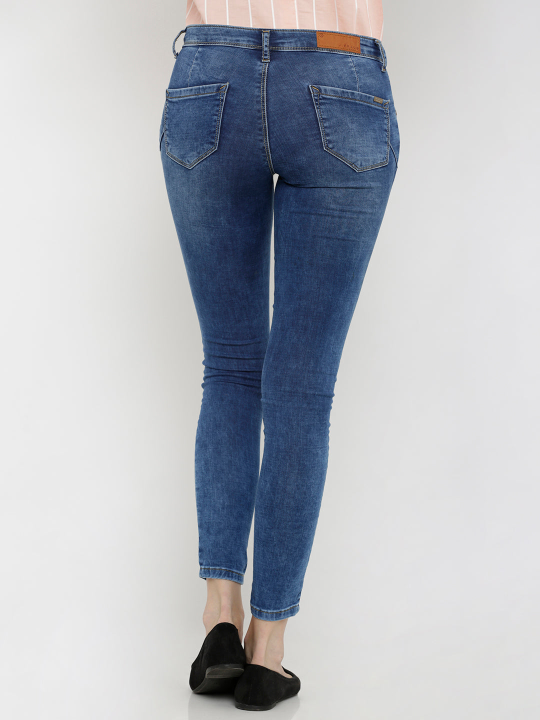 Buy Women Blue Mid-Rise Push Up Super Skinny Jeans | Kraus Jeans