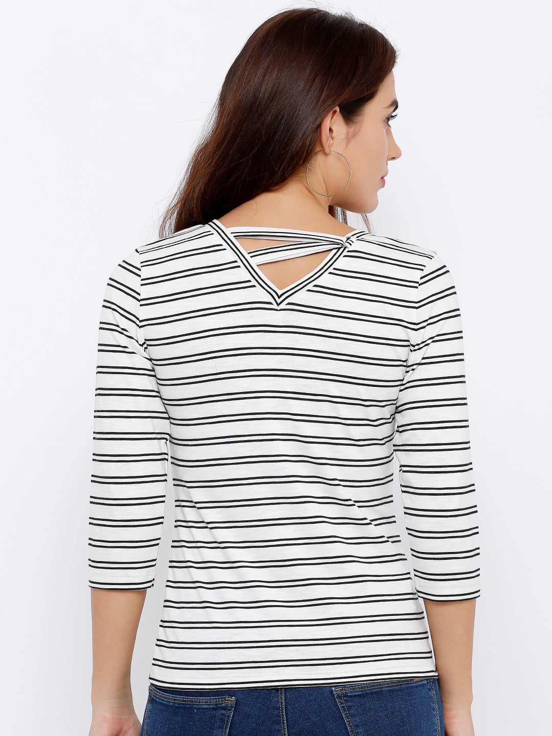 Women Black/White Stripe Top