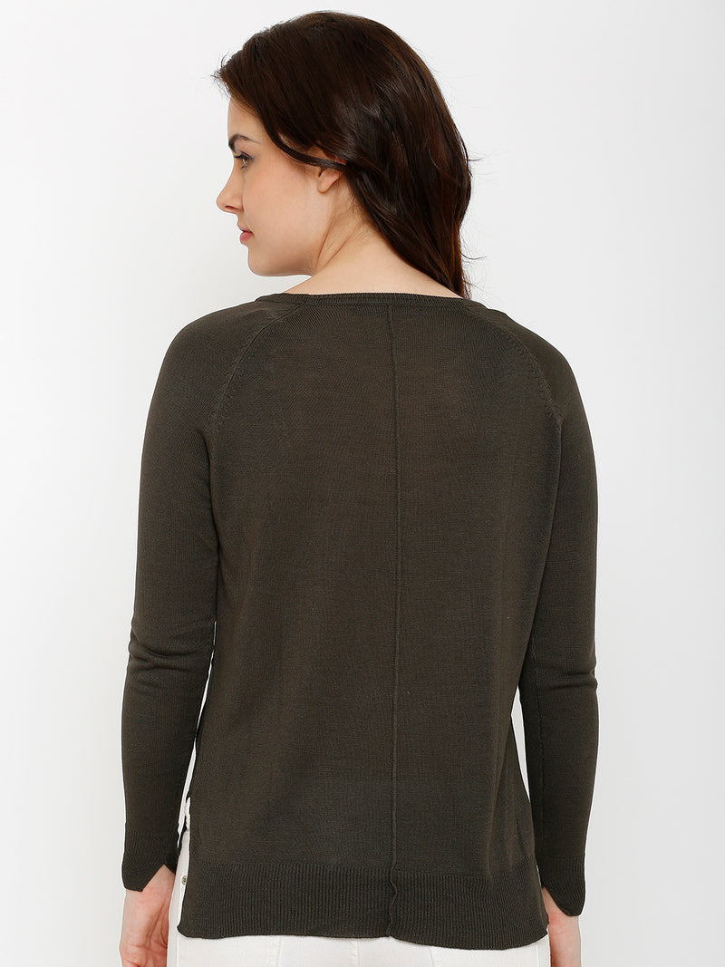 Women Dark Grey Solid Full Length Tops