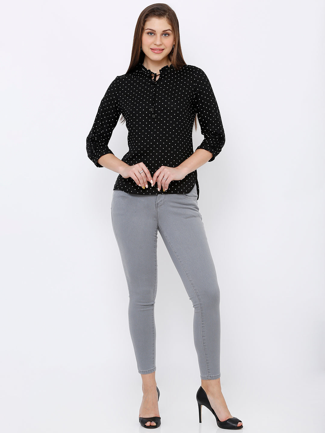 Women Black Printed Top