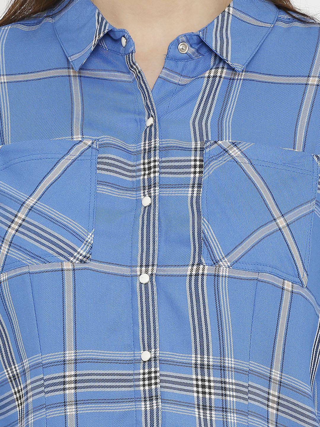 Women Blue/White Checks Shirt