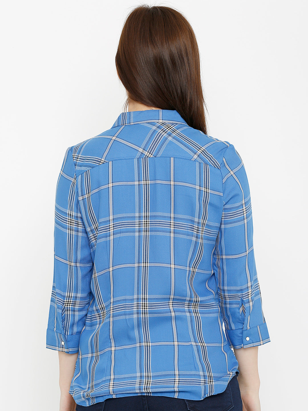 Women Blue/White Checks Shirt