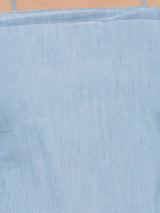 Women Light Blue Printed Three-Quarter Sleeves Tops
