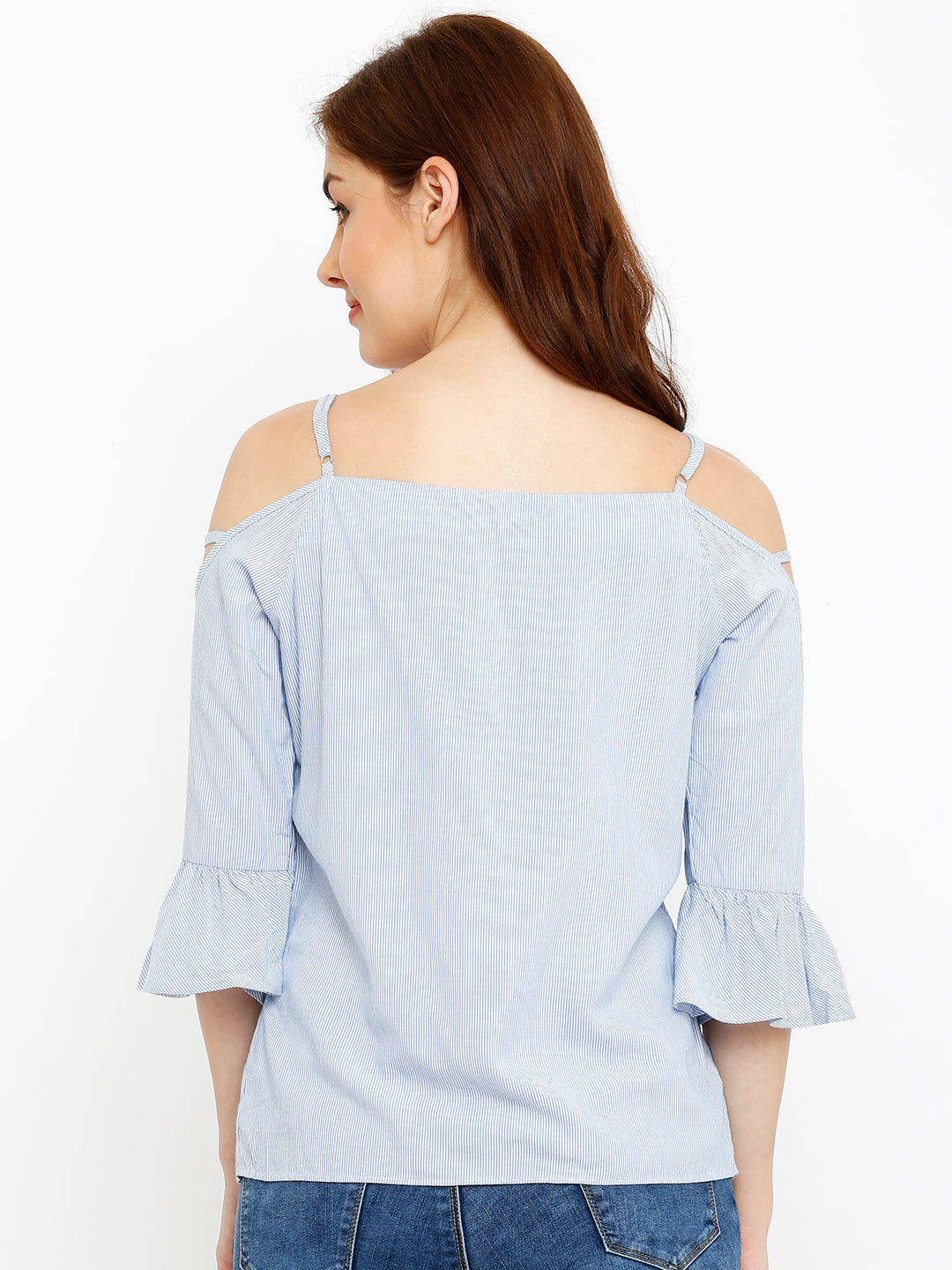 Women Blue Off Shoulder Top