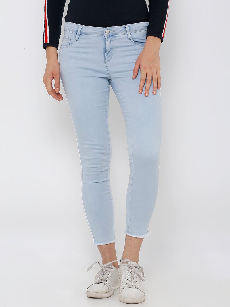 K4050 Mid Rise Skinny Crop Length Jeans