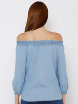 Women Light Blue Printed Short Sleeves Tops