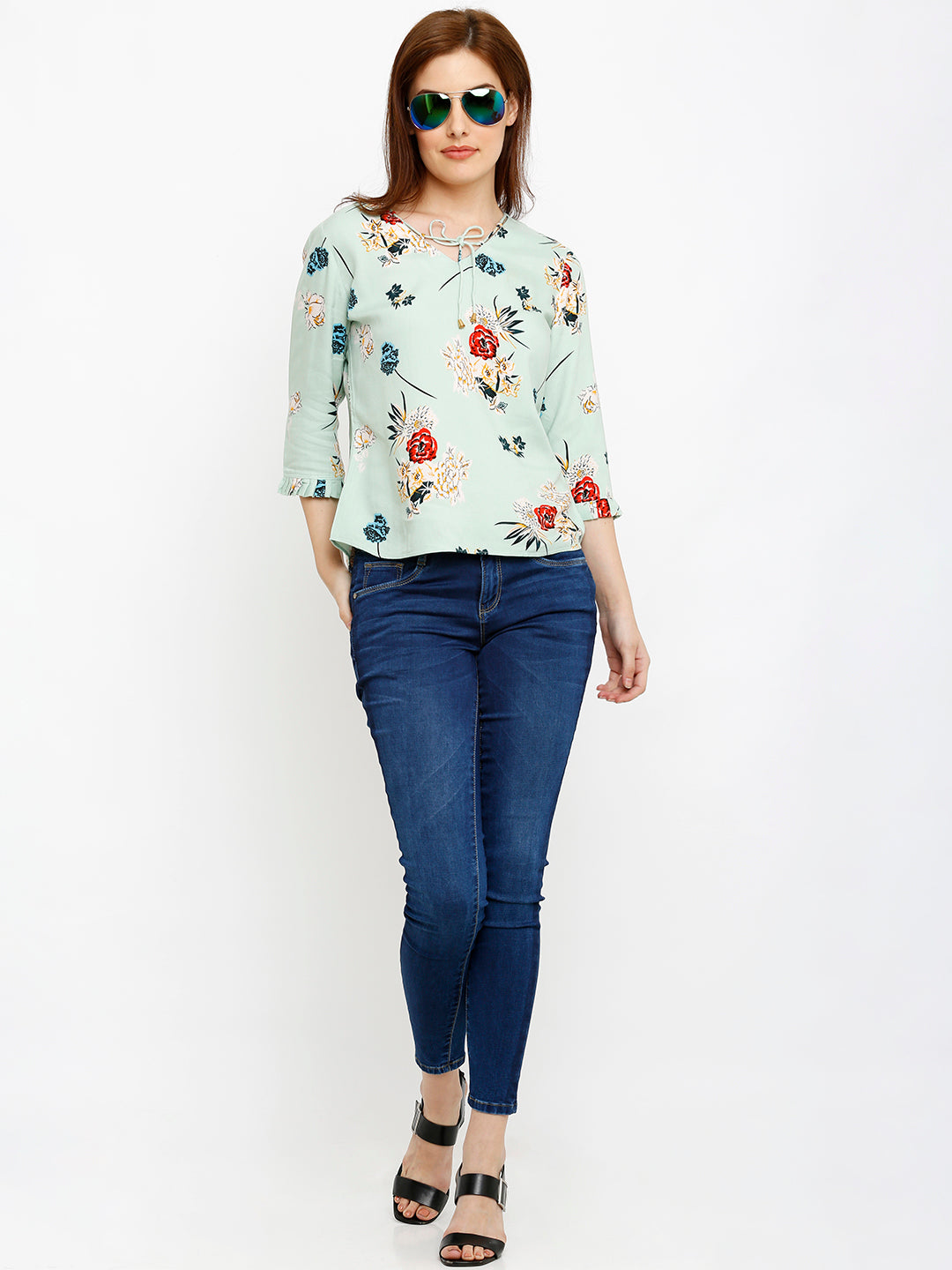 Women Green Printed Top