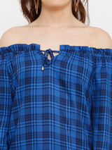 Women Blue & Black Tie & Dye Three-Quarter Sleeves Tops