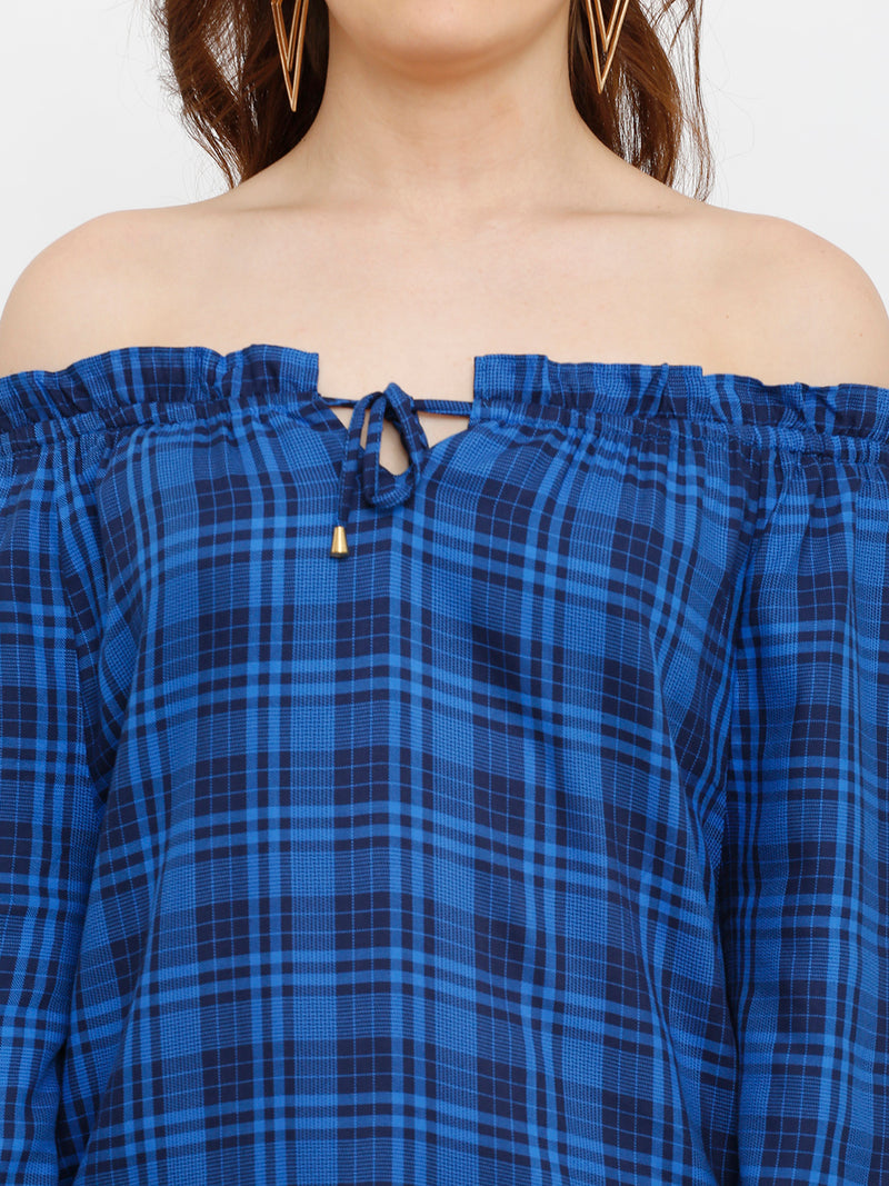 Women Blue & Black Tie & Dye Three-Quarter Sleeves Tops