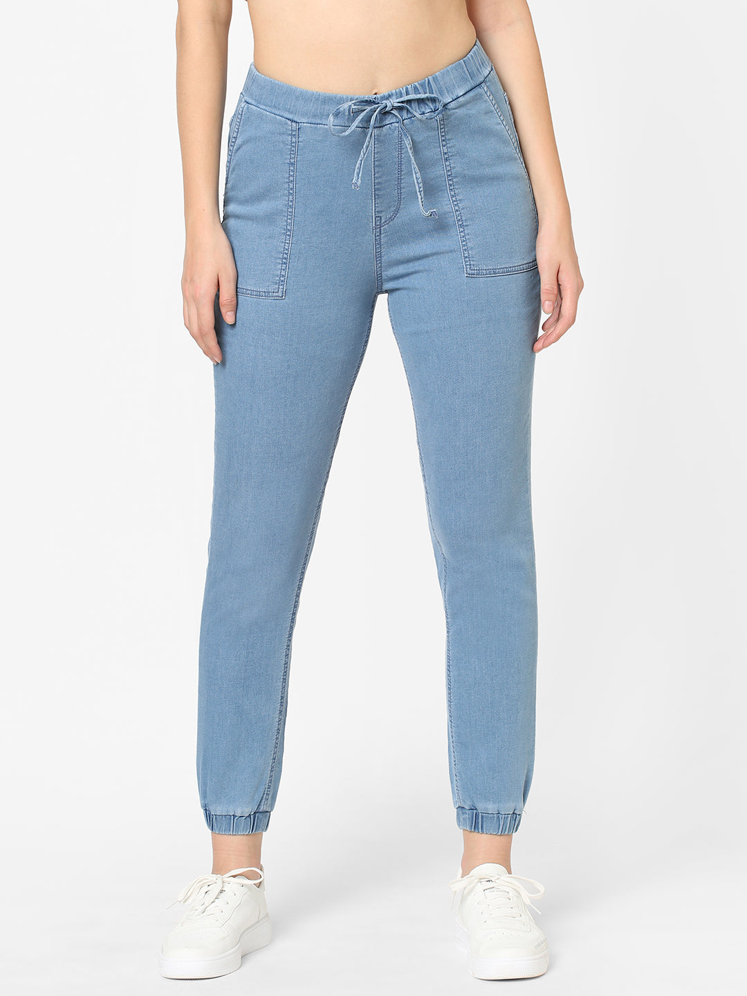 Women Light Blue Skinny Joggers