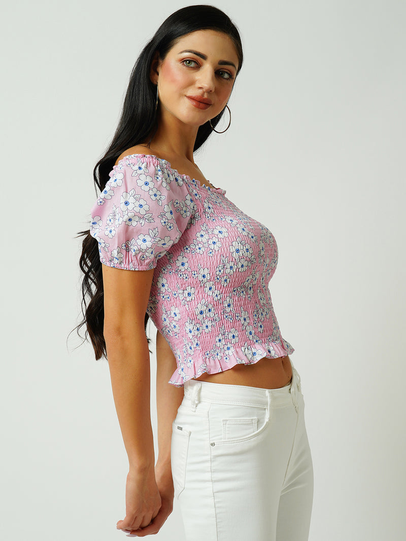 Women Floral Print Printed Short Sleeves Tops