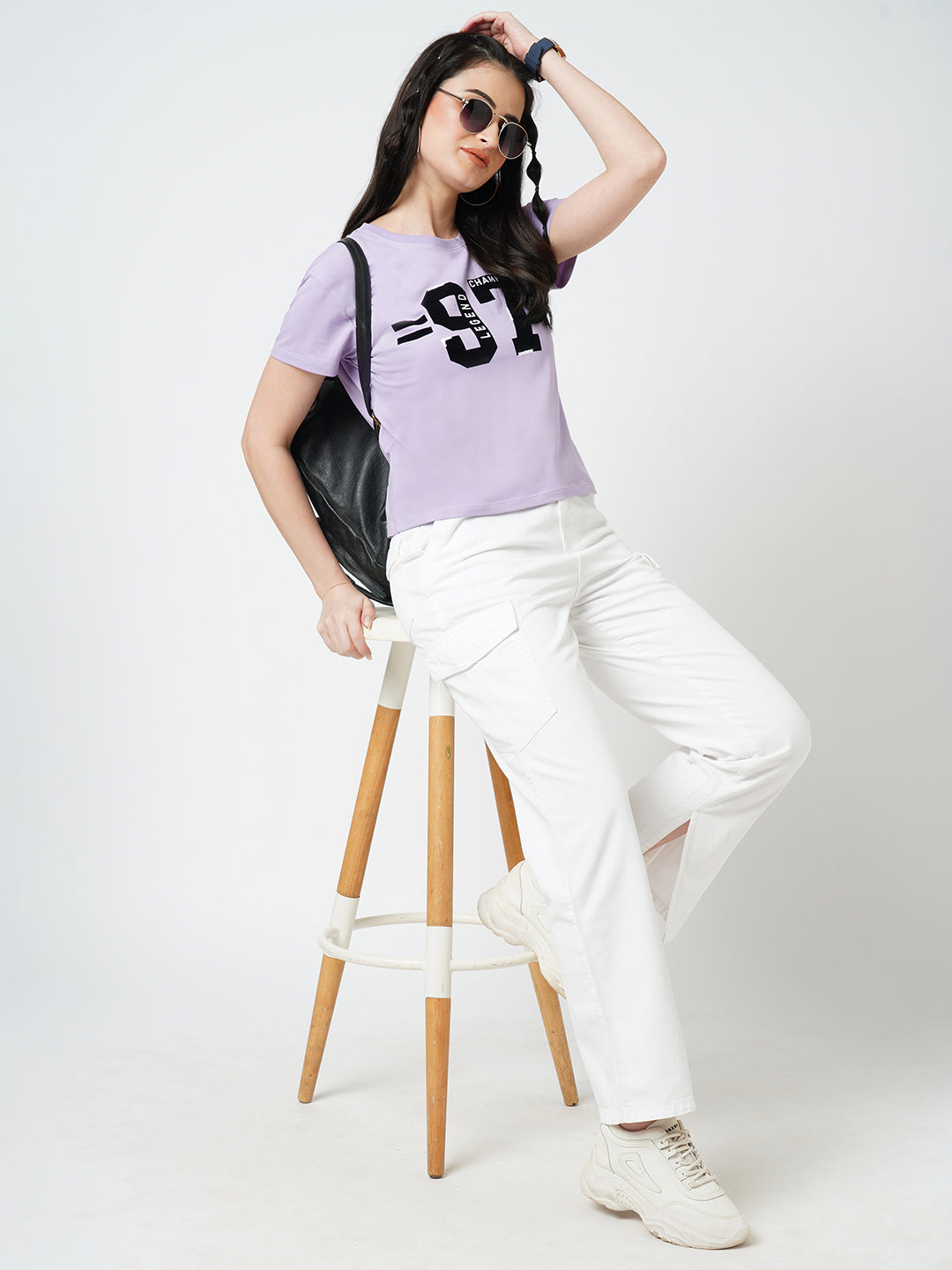 Women Lilac Crop T-Shirt