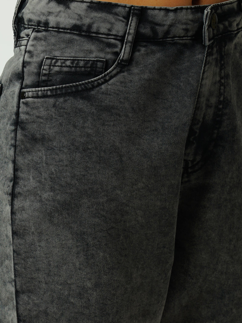 Women Grey High Rise Relaxed Straight Fit