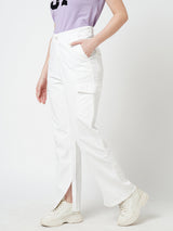 Women White High Rise Cargo