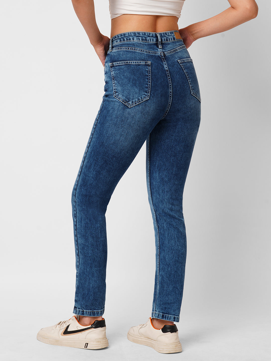 Women Blue High-Rise Straight Fit Jeans