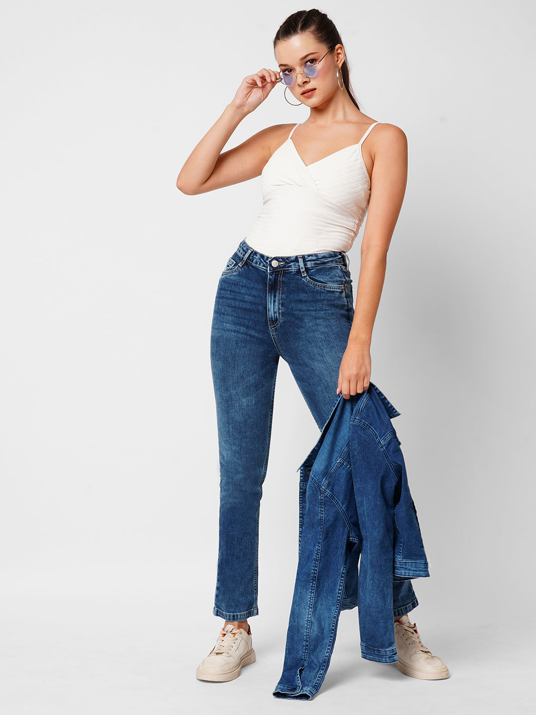 Women Blue High-Rise Straight Fit Jeans