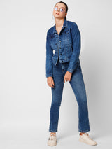 Womens Dark Blue Long Sleeves Jackets & Shrugs